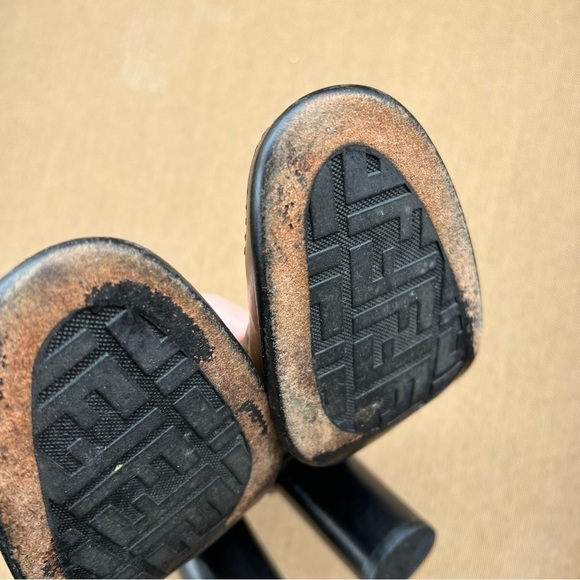 Fendi pumps cylinder heel women’s leather shoes ,color moss, 35.5 made in Italy - Picture 4 of 14